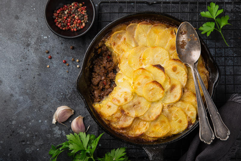 Receta de papas gratinadas con relleno de carne Receta de papas gratinadas con relleno de carne